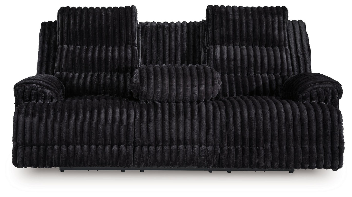 Rhine Falls - Reclining Power Sofa With Drop Down Table - Onyx