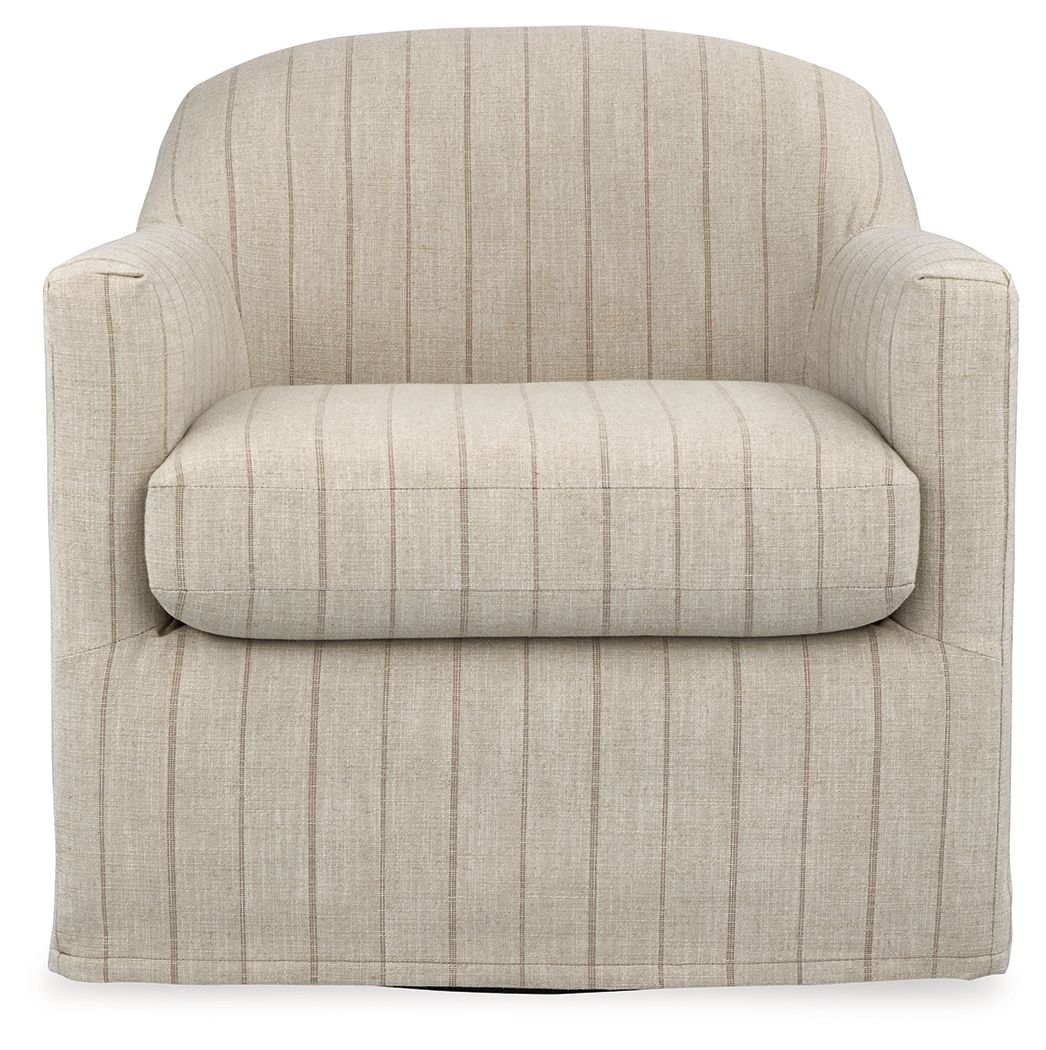 Valwick - Swivel Accent Chair - Cream / Brown