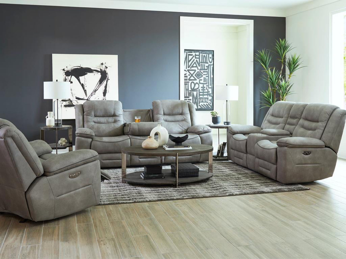 Behold Harley - Power Motion Console Loveseat - Gray