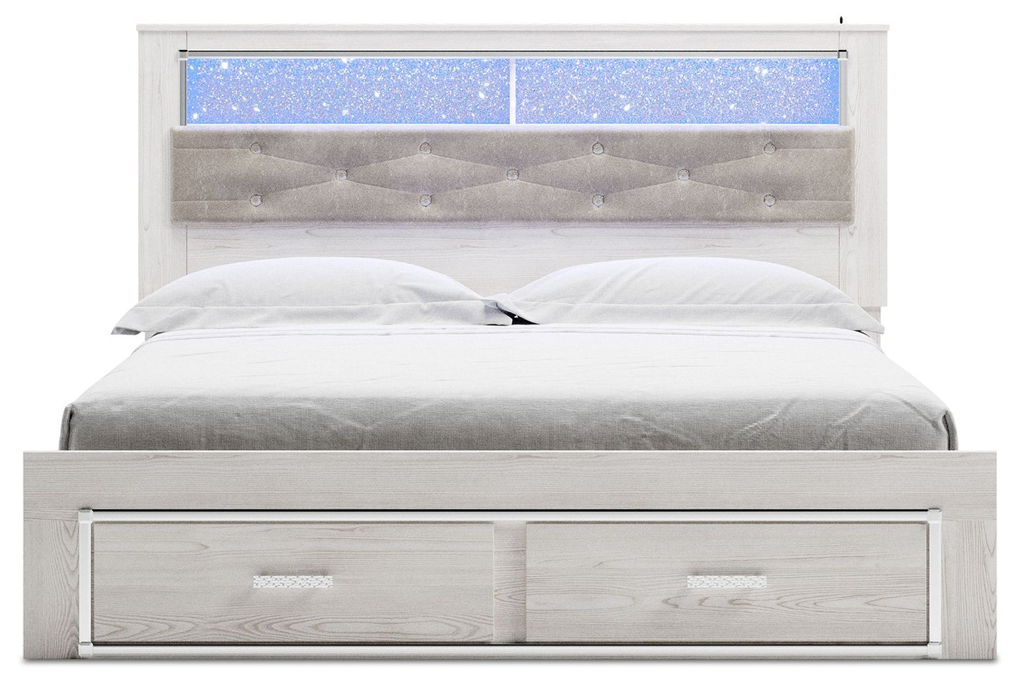 Altyra - King Upholstered Bookcase Bed With Storage - White