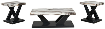 Cendill - Occasional Table Set (Set of 3) - Dark Brown / White / Black
