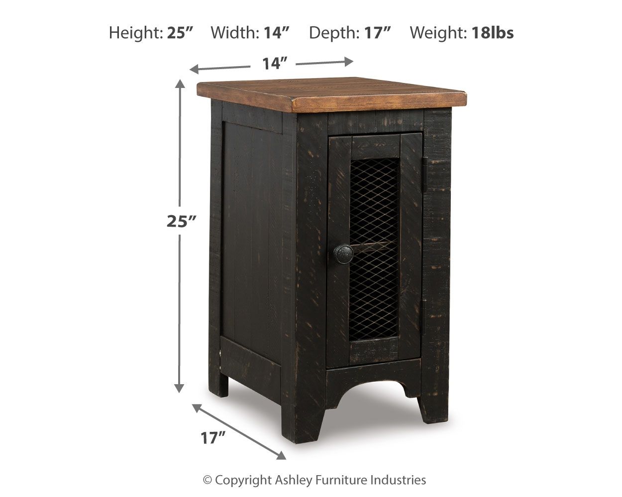 Valebeck - Chair Side End Table - Black / Brown