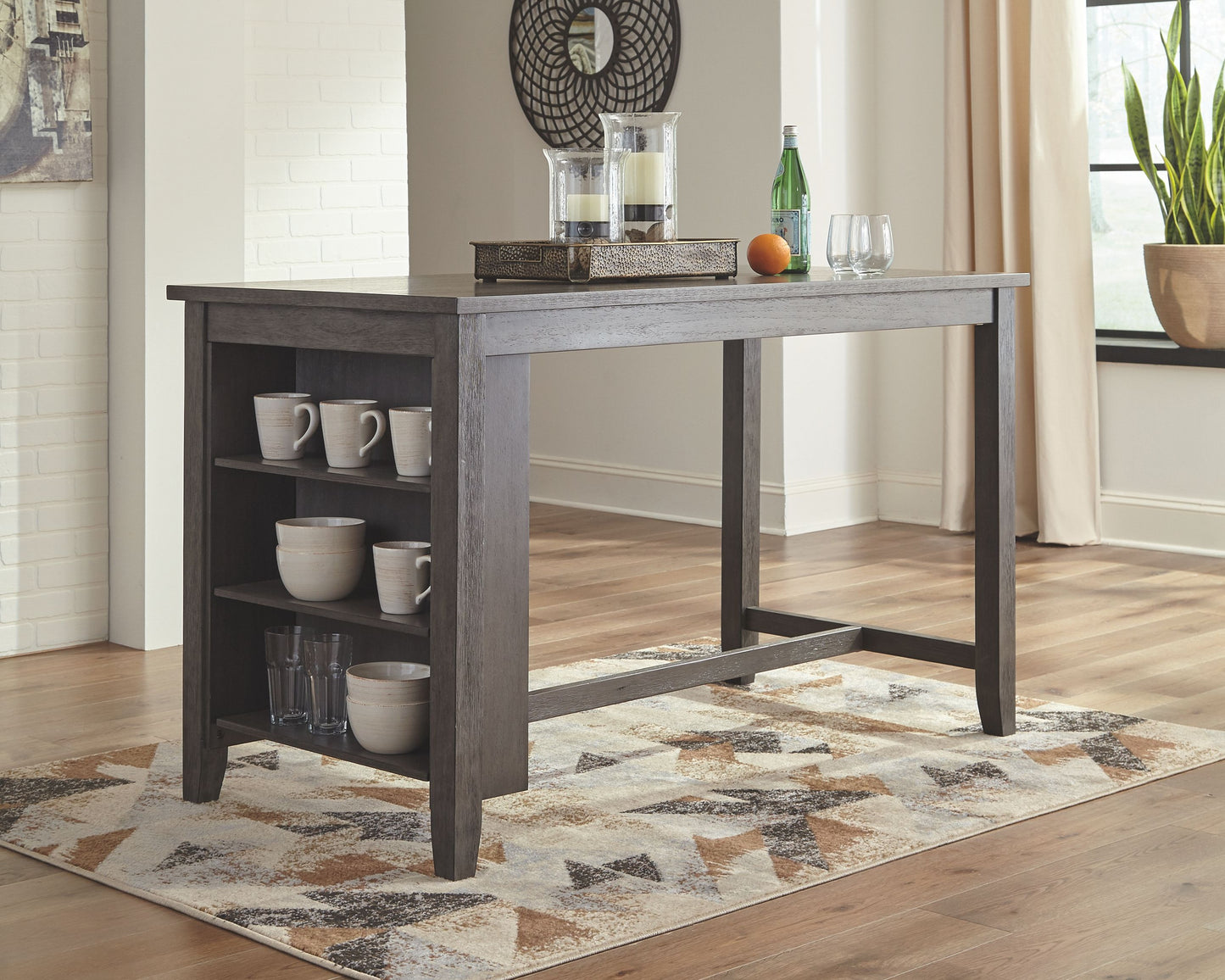 Caitbrook - Rectangular Dining Room Counter Table - Gray