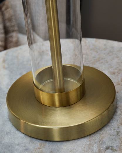Orenman - Glass Table Lamp (Set of 2) - Clear / Brass Finish