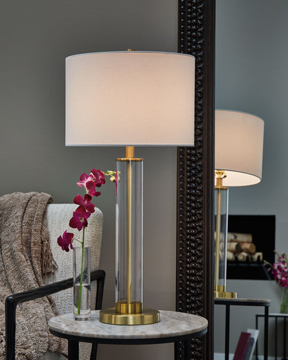 Orenman - Glass Table Lamp (Set of 2) - Clear / Brass Finish