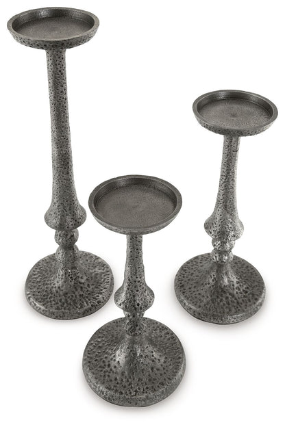 Eravell - Candle Holder Set (Set of 3) - Pewter Finish
