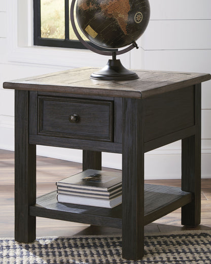 Tyler Creek - Rectangular End Table - Grayish Brown / Black