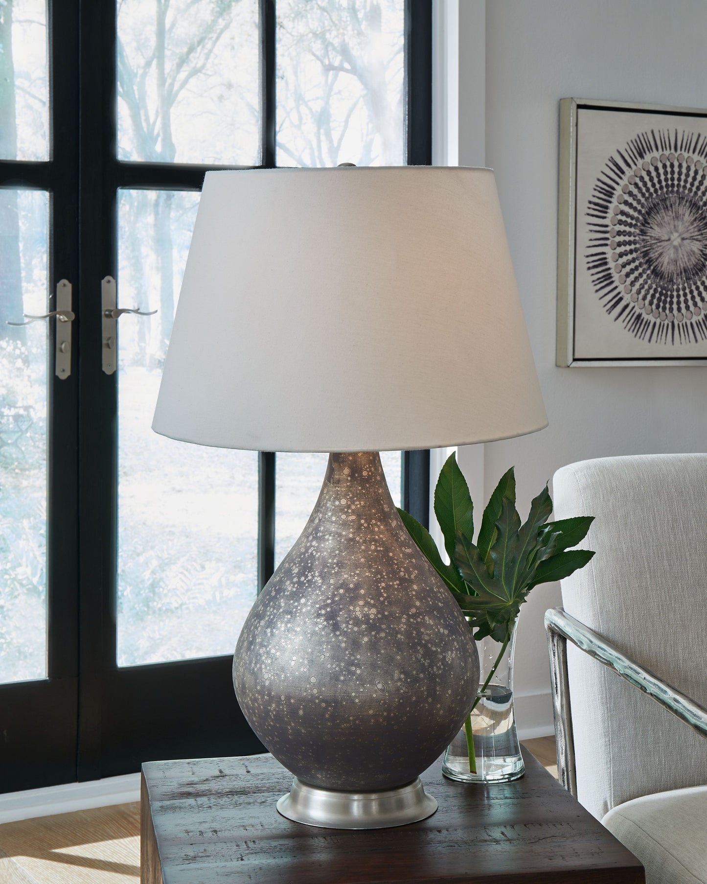 Bluacy - Glass Table Lamp - Antique Gray