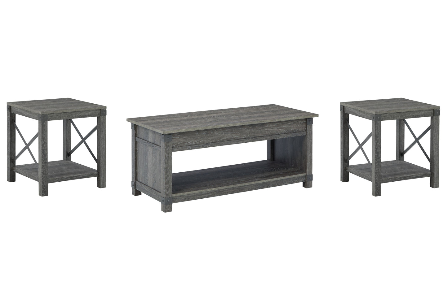 Freedan - 3 Pc. - Coffee Table, 2 End Tables - Grayish Brown