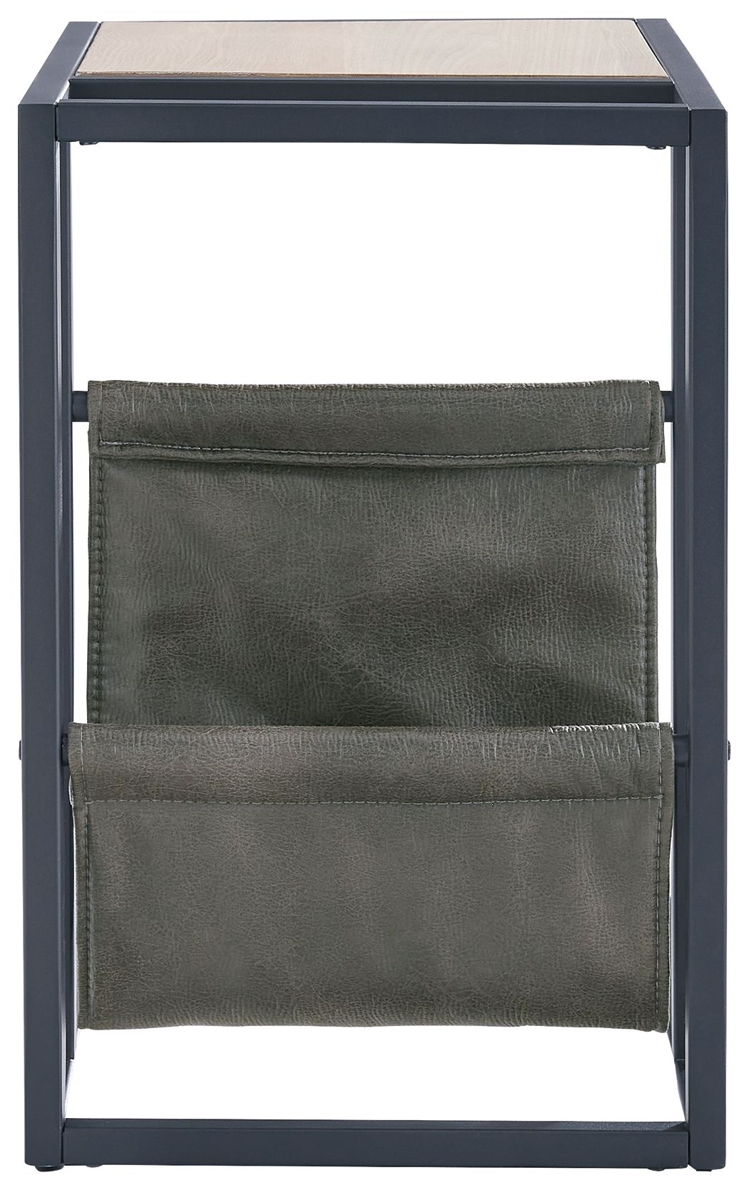 Freslowe - Chair Side End Table with Magazine Basket - Light Brown / Black